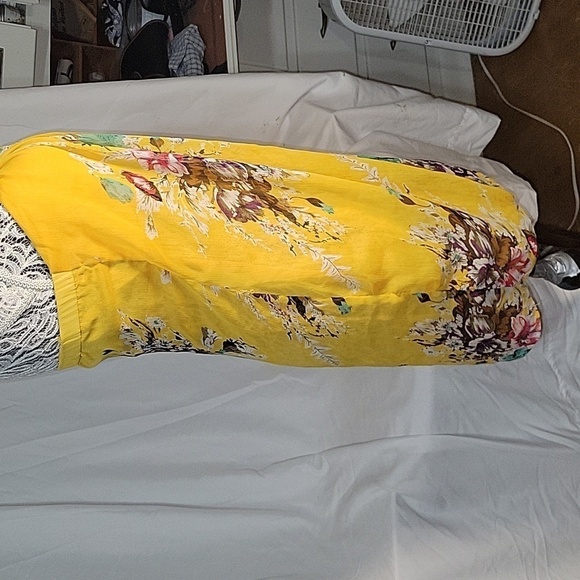 JARLO Floral Strapless Top Yellow Bohemian Casual Summer Beach Cover Up M Coasta - Picture 2 of 6